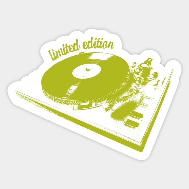 Green Turntable And Vinyl Record Illustration Sticker by Spindriftdesigns